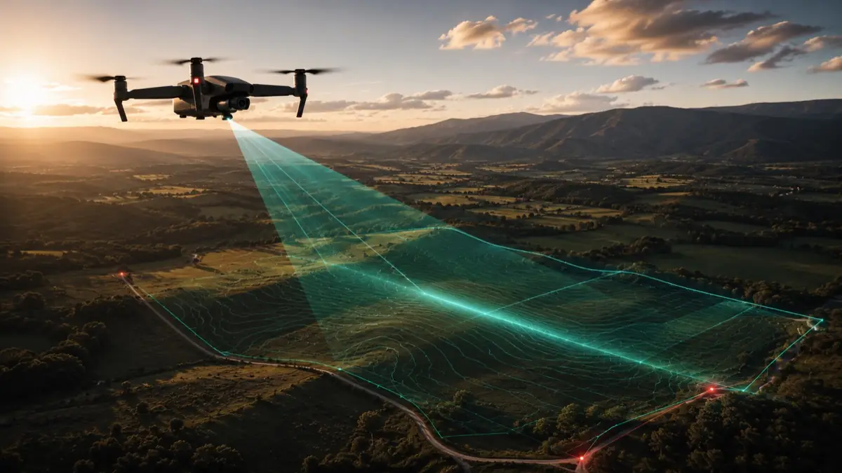 Parselo sanal drone simülasyonu — 3B arazi üzerinde otomatik uçuş rotasıyla sinematik video üretimi